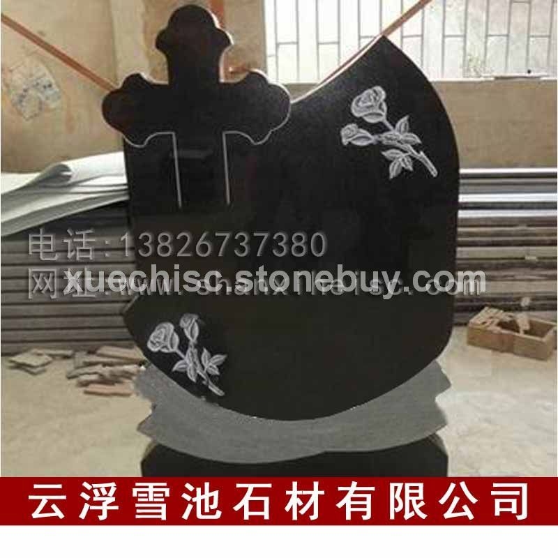 矿山直销山西黑花岗岩黑色墓碑石，天然出口墓碑石