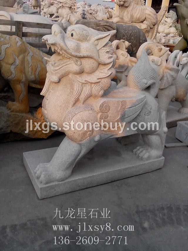 石雕貔貅 芝麻白貔貅 貔貅摆件 吉祥如意貔貅