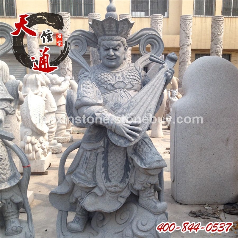 石雕四大天王，石雕人物，天王雕塑，东方持国天王