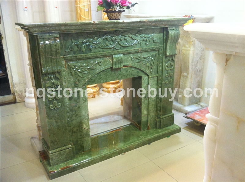 F-260古青玉石雕刻壁炉ONYX FIREPLACE MANTEL