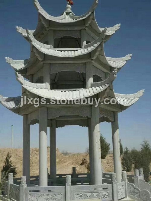 仿古青石凉亭双层三层石雕亭子室外装饰景观