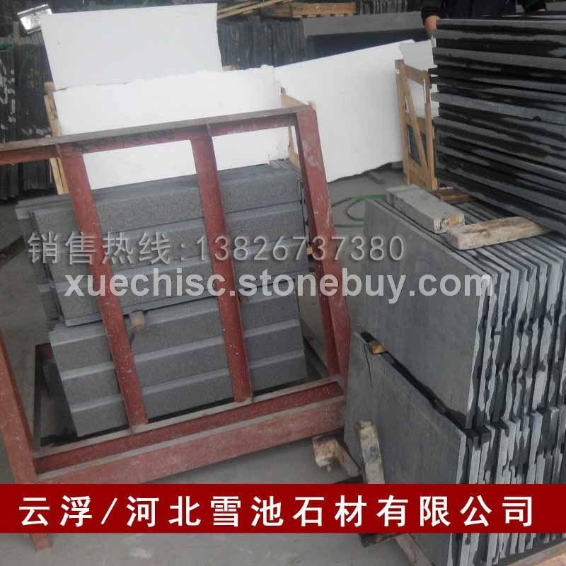 云浮石材 云浮山西黑石材厂家 云浮山西黑火烧石拉丝面工厂