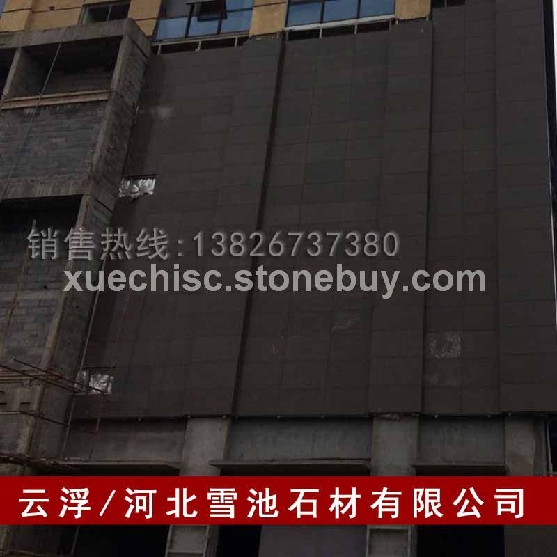 山西黑火烧面 酒店外墙干挂石材 火烧石干挂石材