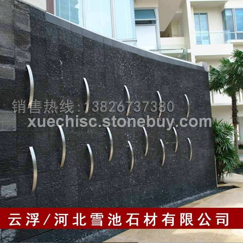 黑色火烧石拉丝面流水墙 中国黑火烧石拉丝面流水墙 山西黑火烧石拉丝面流水墙