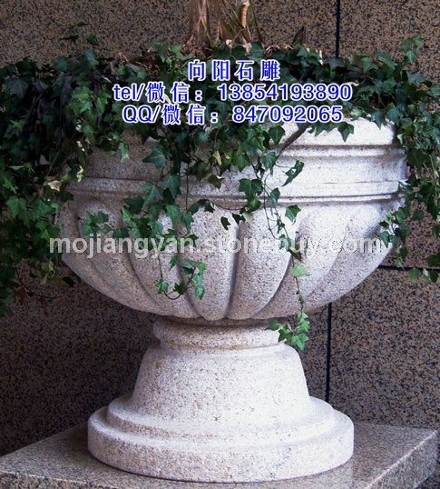 石雕花盆、石雕花钵、黄锈石花盆、黄金麻花盆、大理石花盆、别墅景观花钵、园林石材花盆、石材雕刻花盆