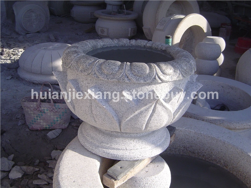 石雕花盆 花钵 园林雕刻 景观石雕 小区小品 庭院雕塑