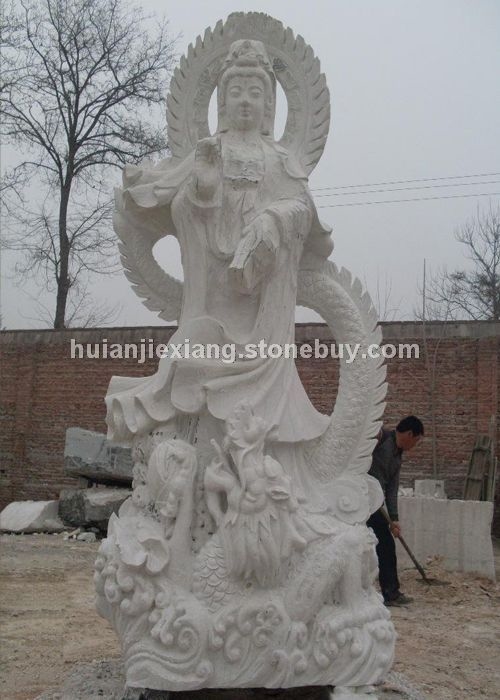 庙宇雕刻工程 神佛雕塑 汉白玉石雕观音