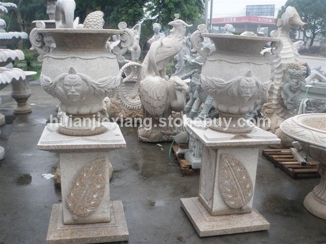 石雕花瓶 缕空花瓶 石工艺品雕刻 迎宾花瓶 石雕工艺品