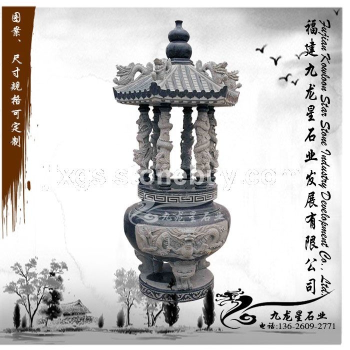 一言九鼎雕刻 各种形状香炉雕刻 寺庙烧香用炉