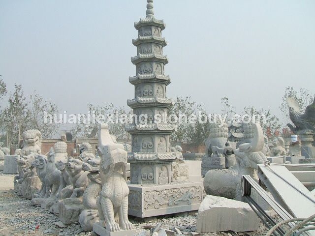 石雕古代园林 寺 塔摆件 石塔 宝塔 佛塔 院佛塔 小型塔景观