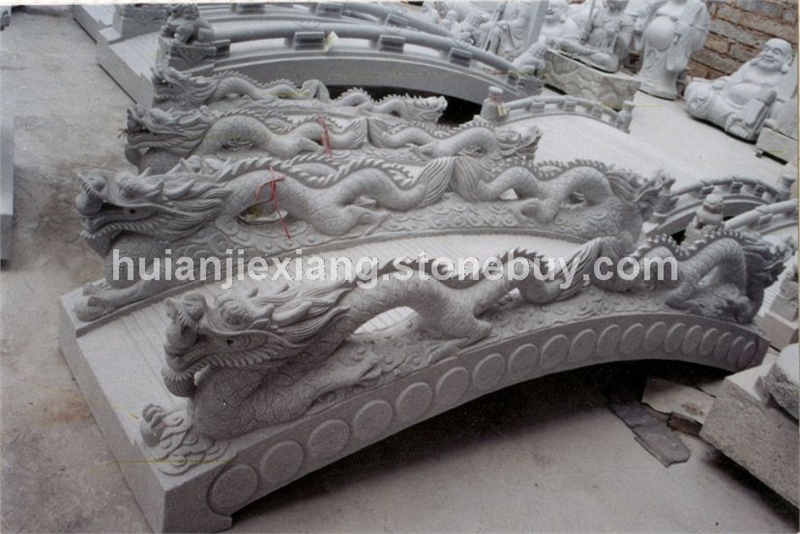 风水摆件 中式古代建筑 庭院小桥 石雕摆设