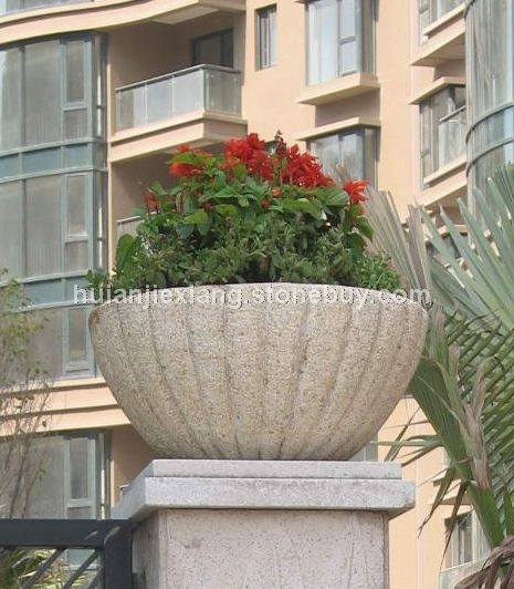 花盆 石雕花钵 庭院雕塑 园林雕刻 景观石雕