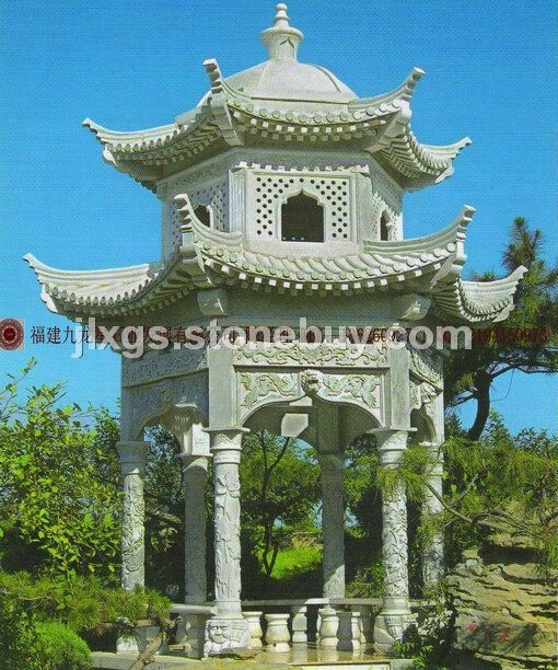 石雕凉亭 双层石亭子 建筑仿古石亭子