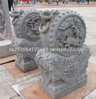 青石仿古门墩 抱鼓