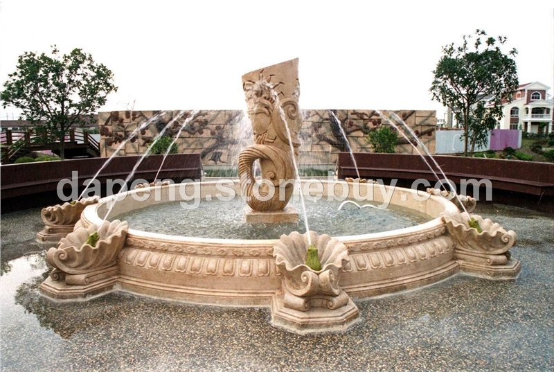 供應(yīng)黃銹石噴水池 歐式水景 福建石雕噴泉