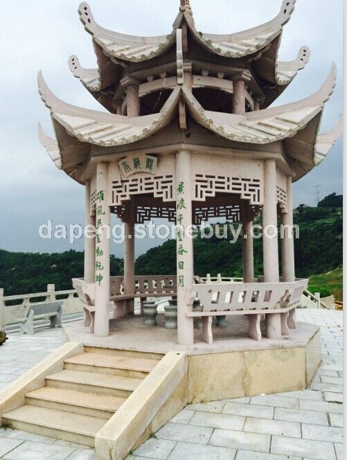 供應(yīng)園林亭子 雙層石涼亭 石雕亭子 六角 四角涼亭