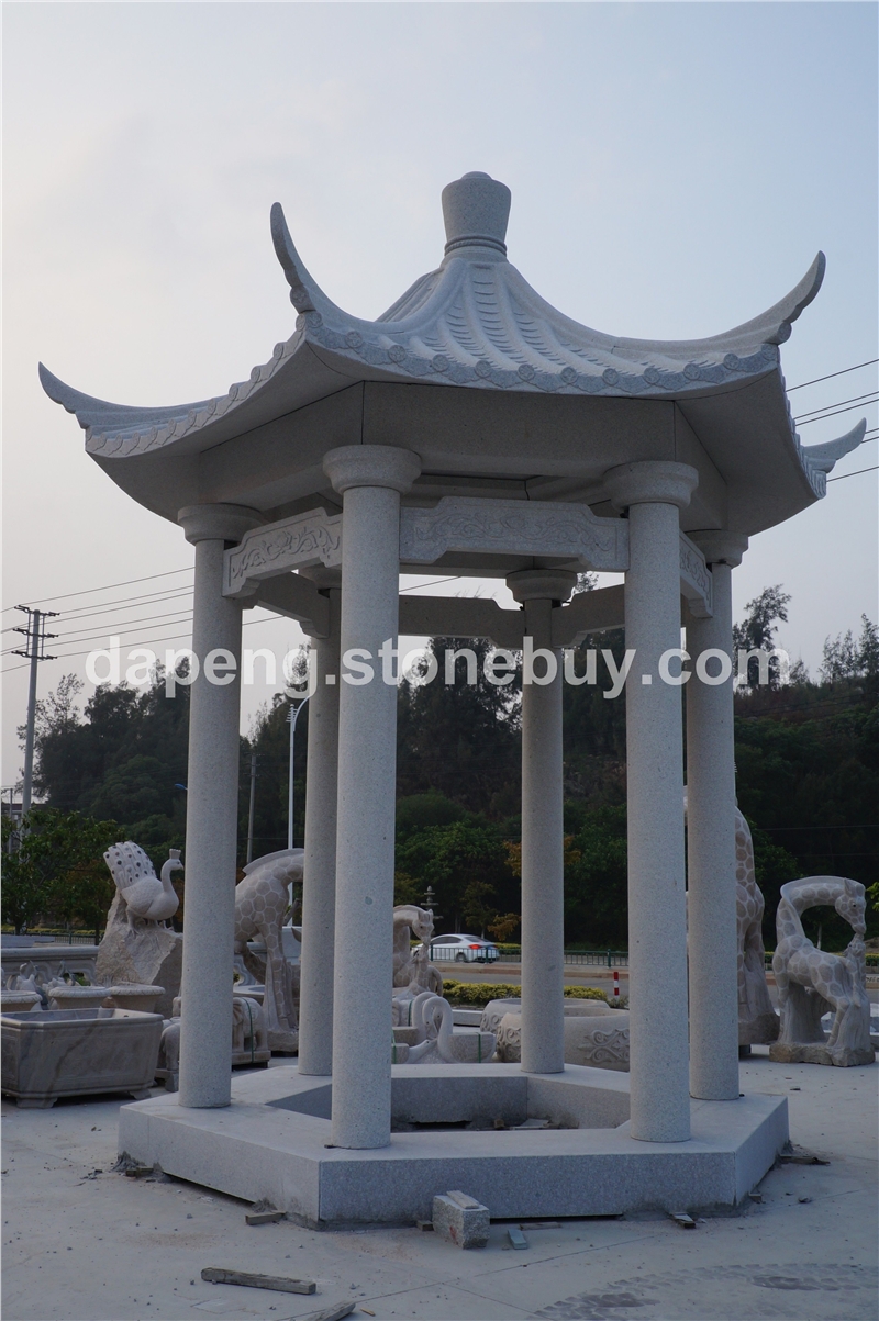 供應(yīng)古建筑石雕 單層休閑石亭子 花崗巖涼亭 公園石亭