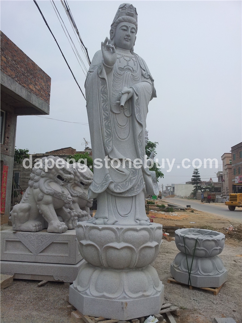 供應(yīng)宗教寺廟佛像雕刻 石雕觀音菩薩佛像 青花崗巖觀音雕刻