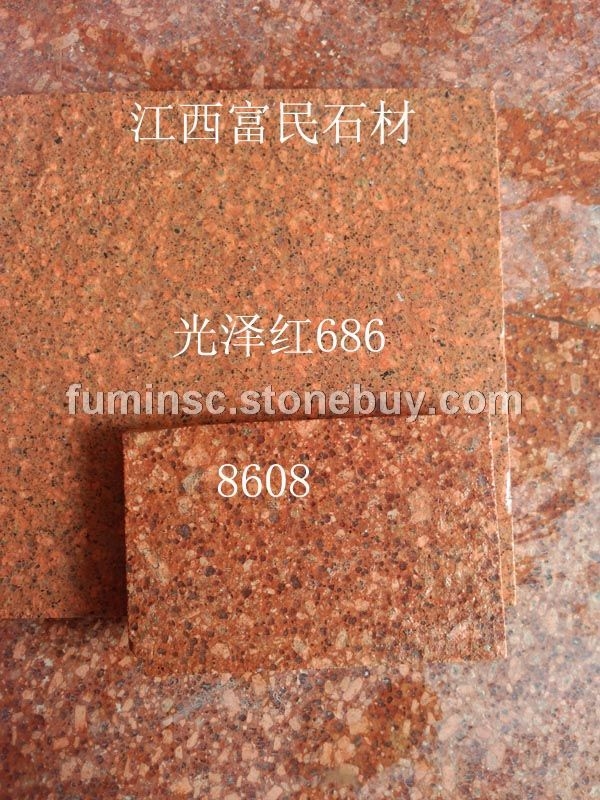 映山红光泽红石材样品图片