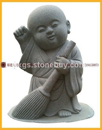 石雕小和尚 扫地小和尚 人物雕塑景观