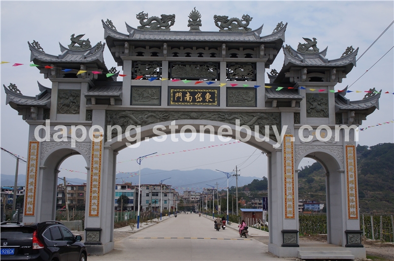 廠家熱銷石雕牌坊 寺廟浮雕山門 牌樓 三門青石牌樓專業(yè)設(shè)計(jì)