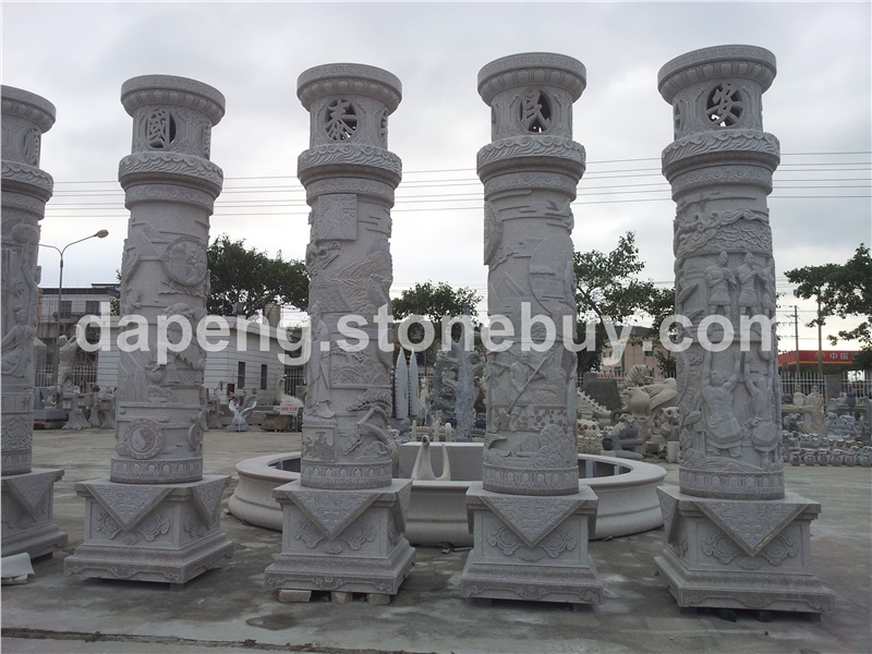 惠安石雕龙柱 纯手工打造花岗岩龙柱工艺品 寺庙双龙柱