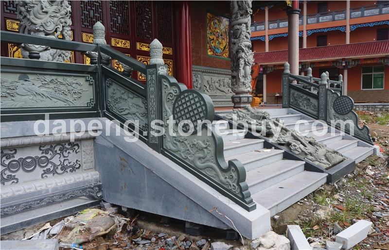 厂家供应石雕寺庙栏杆 寺院栏板石刻 青石河边护栏