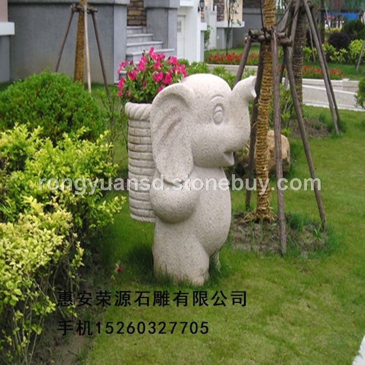 订做石花钵/酒店石花盆/园林花钵/花岗岩花钵/黄锈石花钵066