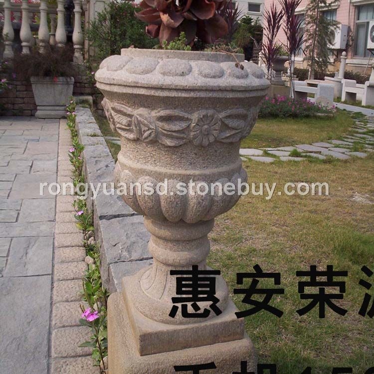 订做石花钵/景观花盆/石材花盆/黄秀石花盆