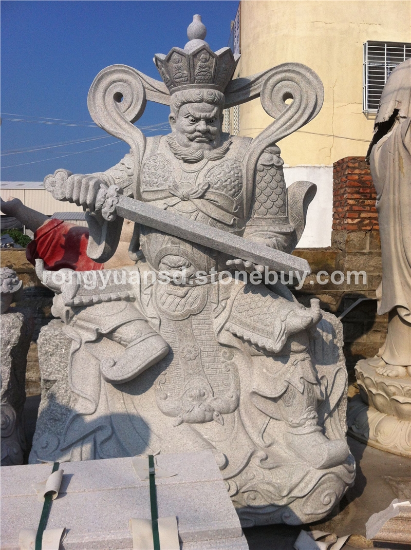 寺院石雕门神雕塑 花岗岩人物雕塑