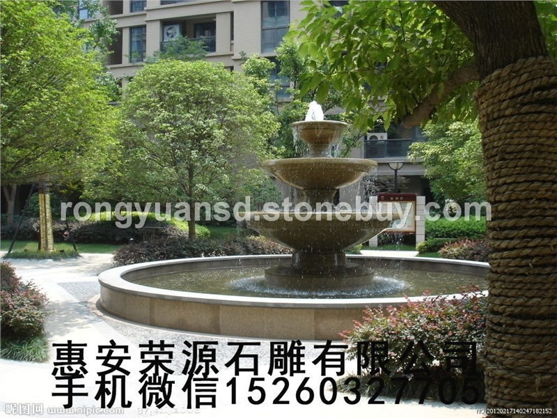 石雕跌水花缽 水缽噴泉黃銹石噴泉疊水