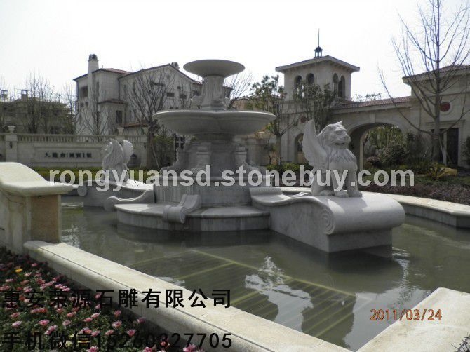供應 黃銹石噴泉 石雕  噴水池園林雕刻，動物 人物石雕 噴水池 花缽欄桿 花崗巖石材雕塑