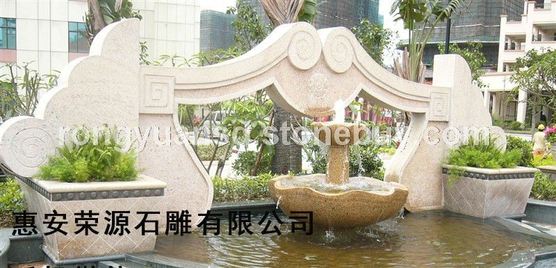 供應 黃銹石噴泉 石雕噴水池園林雕刻，動物 人物石雕 噴水池 花缽欄桿 花崗巖石材雕塑