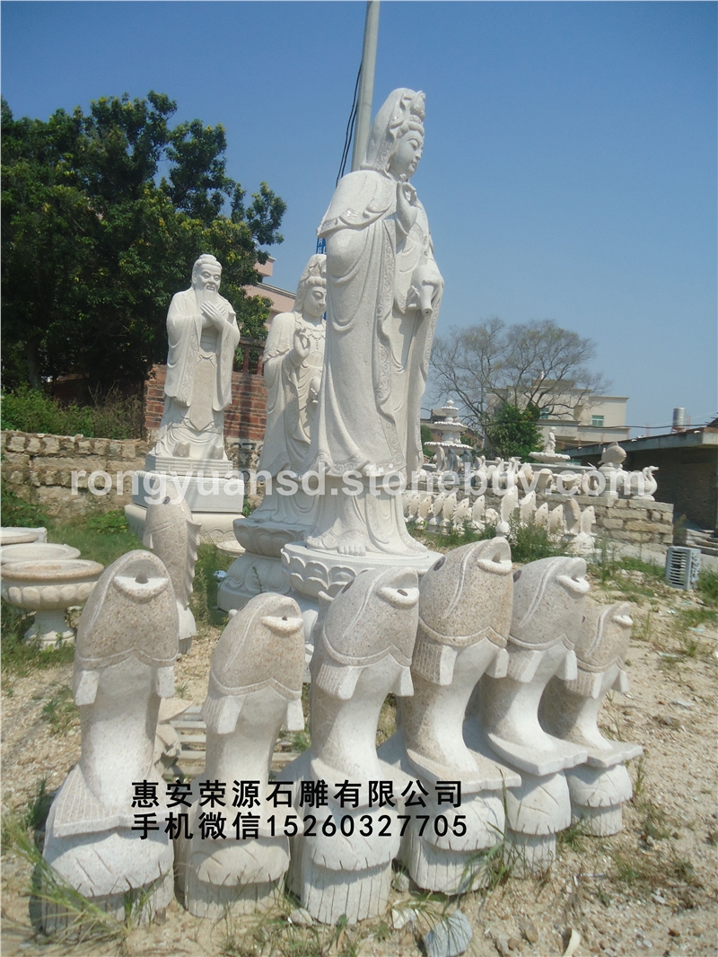 石雕鲤鱼 园林景观喷水鱼