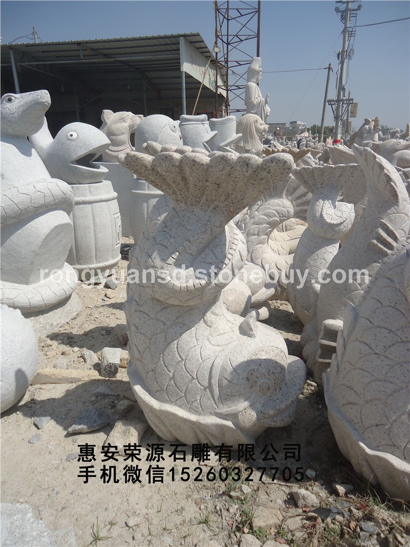 订做石雕鱼 喷水鱼 水动物雕塑009