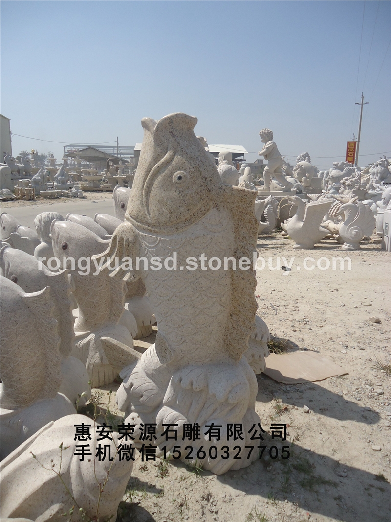 订做石雕喷水鱼 花岗岩水动物雕刻0009