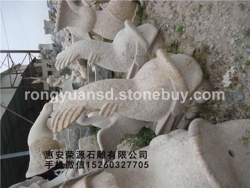 供應(yīng)魚動物雕刻 石雕魚 噴水魚 石材景觀魚