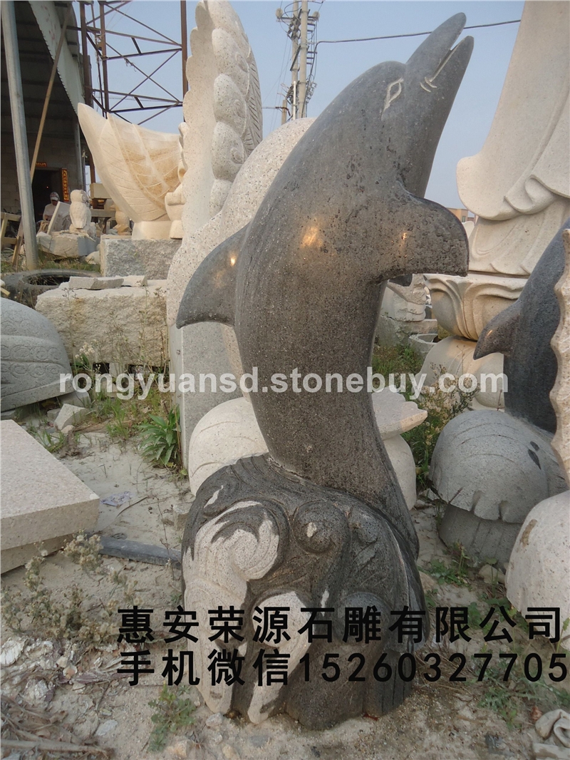 订做景观石雕鱼 水动物雕塑 喷水鱼雕塑
