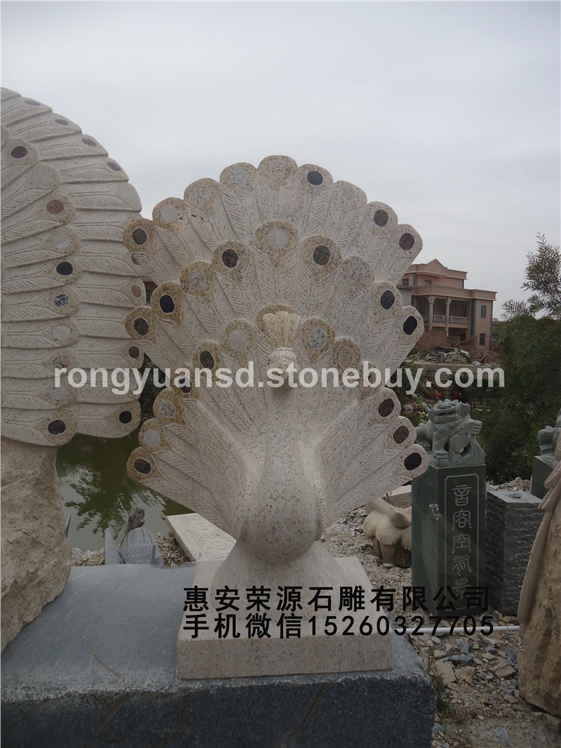 批发 石雕孔雀  园林景观动物雕塑 景观孔雀雕塑