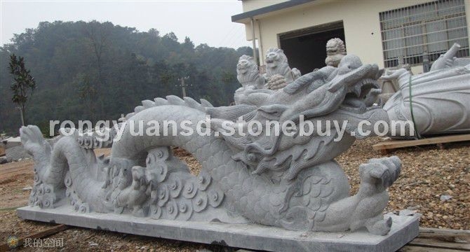 訂做石雕龍 神獸雕塑 圓雕擺設(shè)
