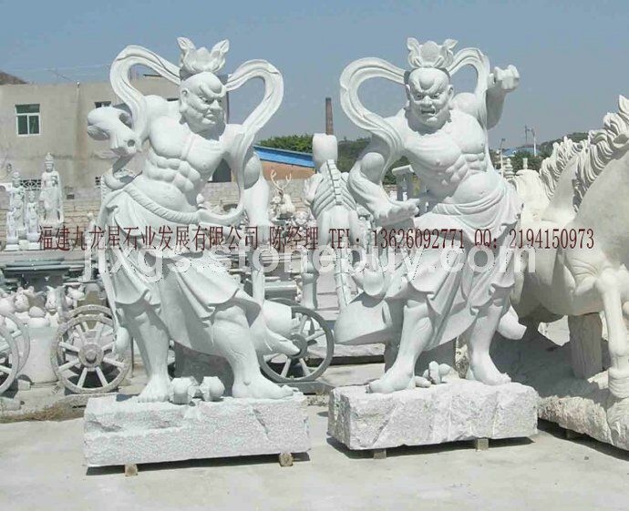 石雕哼哈二将汉白玉 寺院雕刻石雕佛像 大理石佛像雕刻
