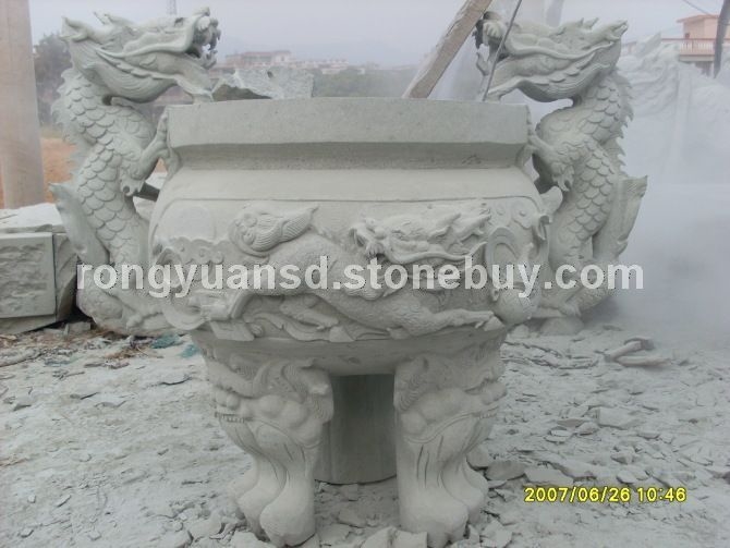 订做寺庙用具香炉 天然石料工艺品 青石香炉雕塑