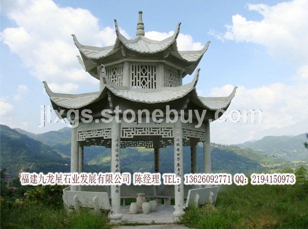 单双层石亭 白色石雕户外六角寺庙休息亭 欢迎来电