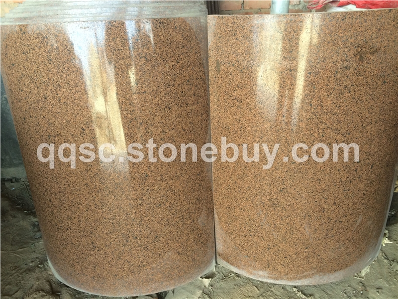 高粱红花岗岩抛光面圆柱皮