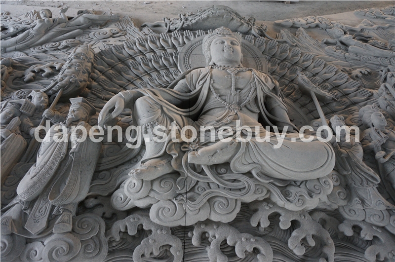 大型立体浮雕墙 千手观音浮雕壁画 寺庙浮雕雕刻 泉州大鹏石业