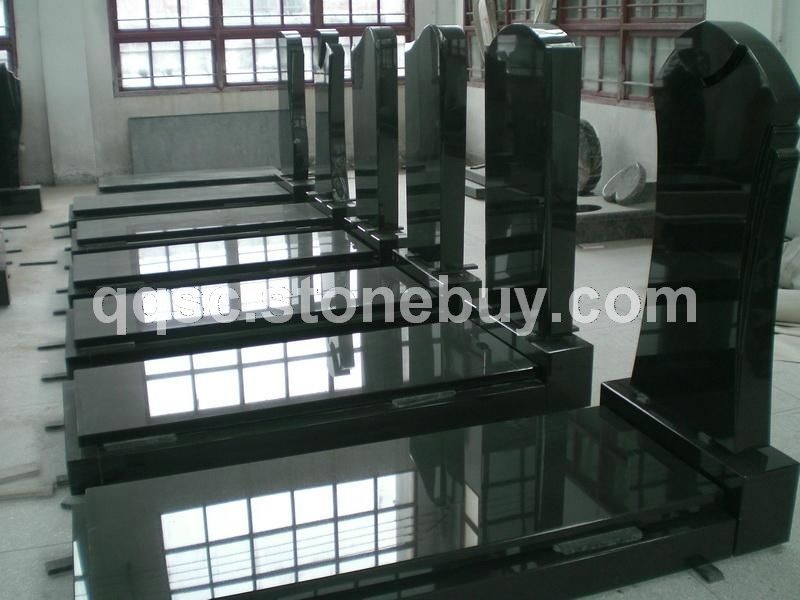 山西黑花岗岩抛光面墓碑