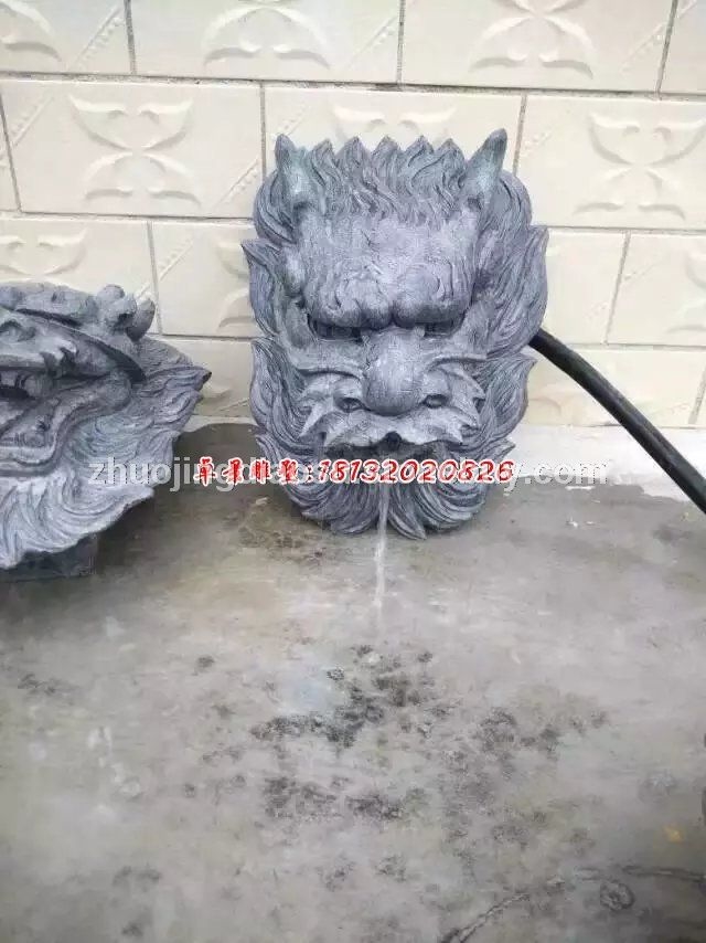 石雕噴泉龍頭雕塑