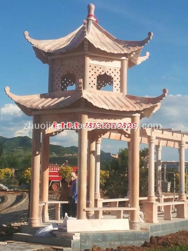 石头亭子，石雕亭子雕塑