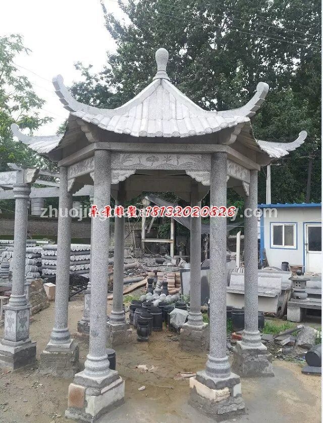 石头亭子雕，石雕凉亭