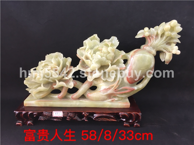天然玉石富贵人生玉雕摆件